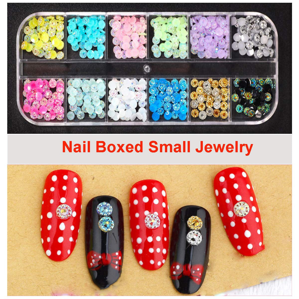 8 Boxen Nail Art Strass Kit - Nail Art Gemischt Strass Set, Nagel Kunst Strasssteine ​​​​Gems Perlen Edelsteine ​​​​Bunt Pferdeaugen Strass Für Nageldesign Zubehör Con 1 Pinzetten e 1 Strass Picker Für DIY