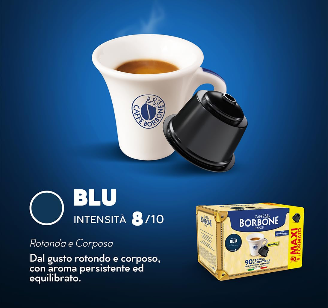 Caffè Borbone Blue Kaffeemischung - 90 Kapseln - Compatibile con Kaffeemaschinen der Marke Nescafè®* Dolce Gusto®*