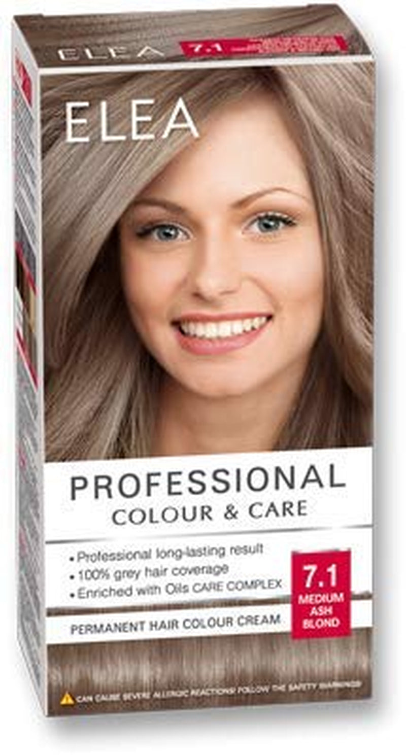 CREMA COLORANTE PERMANENTE PROFESSIONALE PER CAPELLI 7.1 BIONDO MEDIO GRIGIO CON COMPLESSO DI CURA DELL'OLIO Naty Shop Tinture per capelli Colore Avorio 1 Pezzo (Confezione da 1)