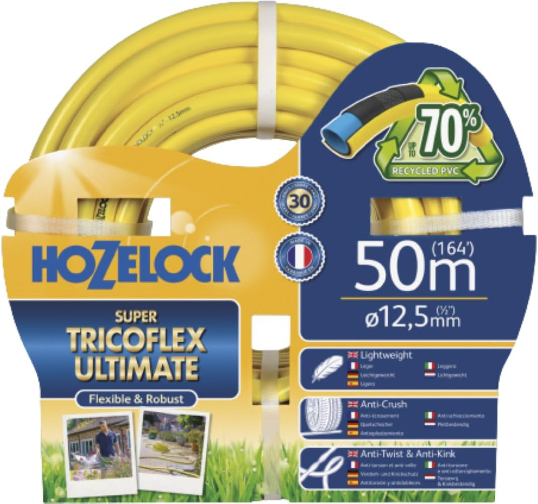 Tubo HOZELOCK - Ultramax 12,5 mm x 30 m, fino al 70% di PVC riciclato, robusto, resistente alle intemperie, antitorsione, resistente alla piegatura e allo schiacciamento, grigio