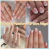 Set Unghie Finte - 240 Pezzi Unghie Corte Quadrate Modello In Gel Morbido Nude Sfumatura Bianca Colla Naturale Finta Su Unghie Finte Per Donne Fai Da Te (Nude Gradient, 240X)