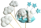Set di 7 decorazioni in zucchero commestibile, Decorazioni in Pasta di Zucchero Coniglio Naty Shop