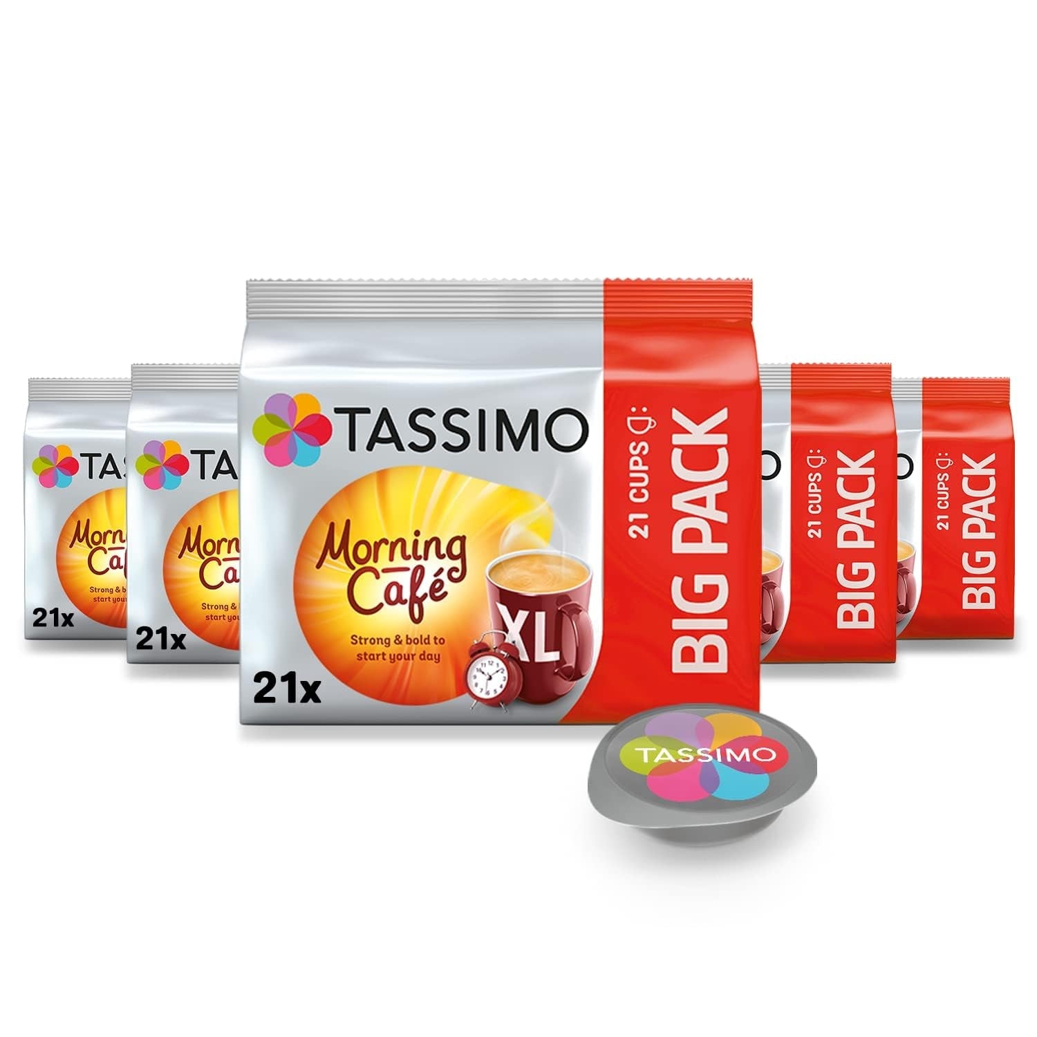 Tassimo Kapseln Moring Café XL Forte e intenso, confezione grande, 5 x 21 pastiglie, 105 Kaffeekapseln
