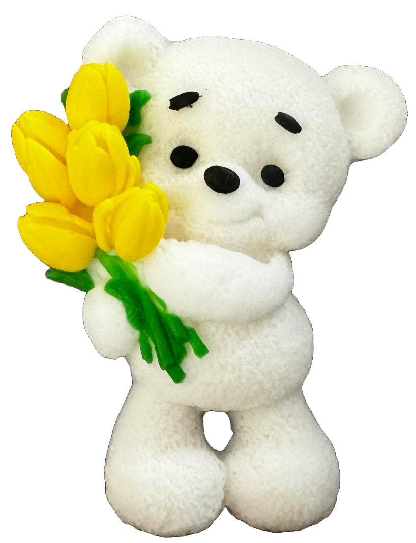 Decorazione in zucchero commestibile, Orsetto con tulipani Decorazioni in pasta di zucchero di Naty Shop