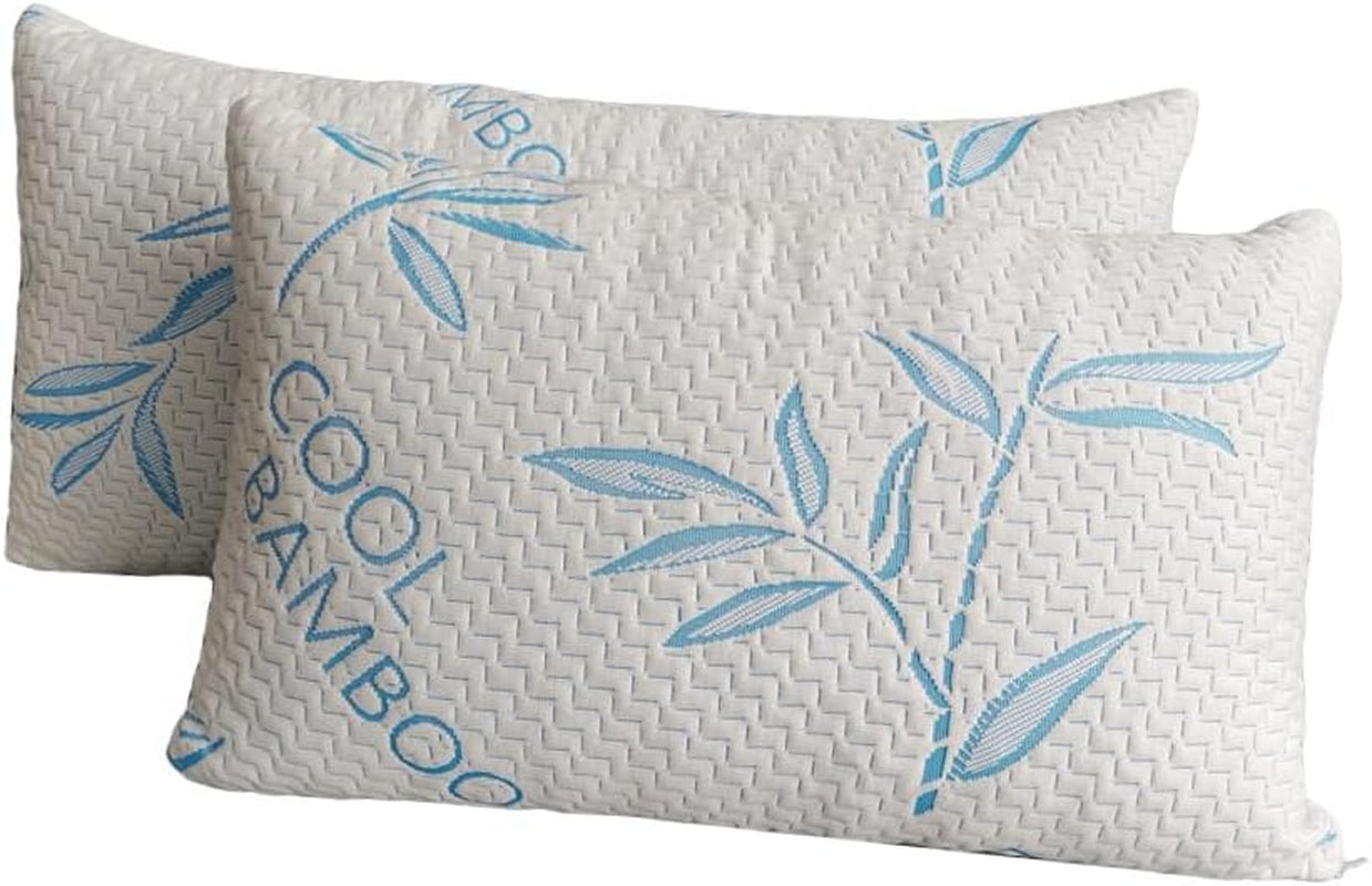 Comfysleep Cuscino King Size in viscosa di bambù, memory foam triturato, fodera regolabile in viscosa di bambù, rimovibile/lavabile, 2 pezzi Naty Shop Cuscini standard Titolo predefinito