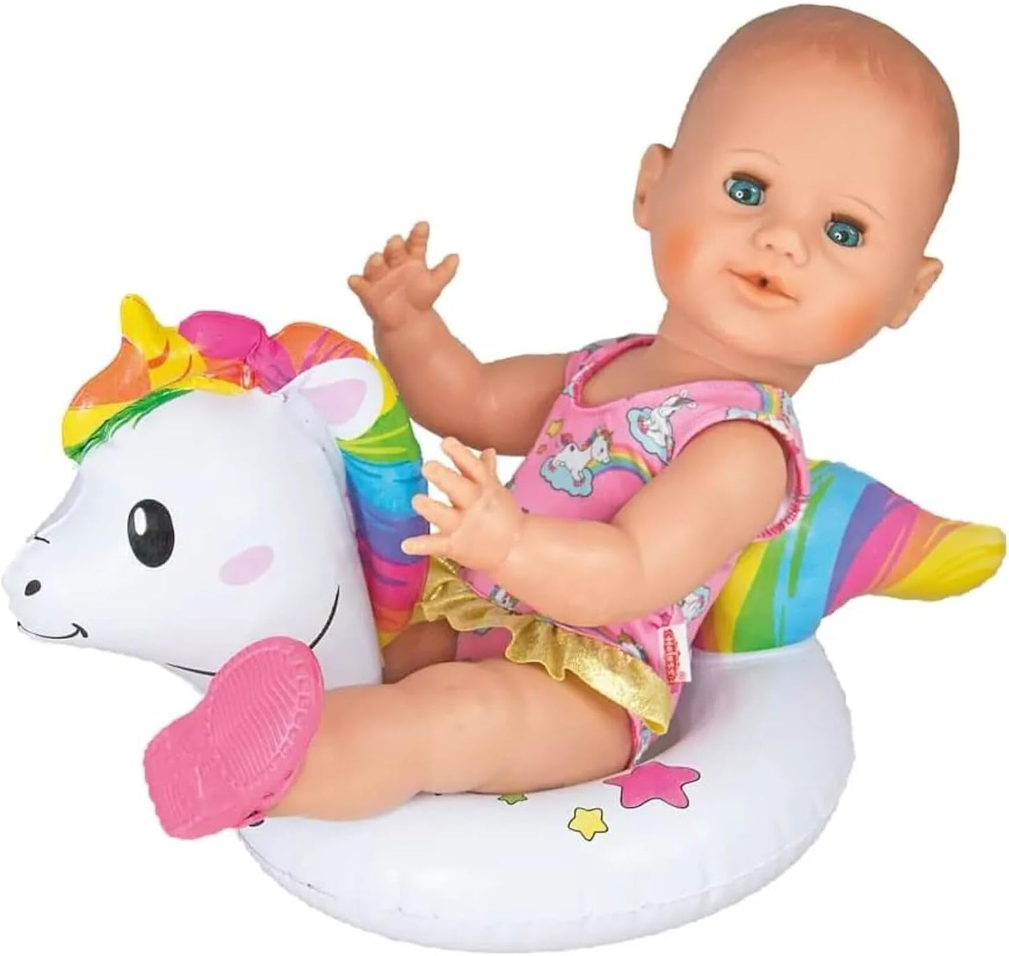 Heless 6601 - Anello da Nuoto con Unicorno Henri per Bambole, Misura 28-35 cm, per Divertimento in Piscina, Lago e Vasca da Bagno