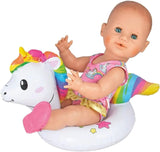 Heless 6601 - Anello da Nuoto con Unicorno Henri per Bambole, Misura 28-35 cm, per Divertimento in Piscina, Lago e Vasca da Bagno