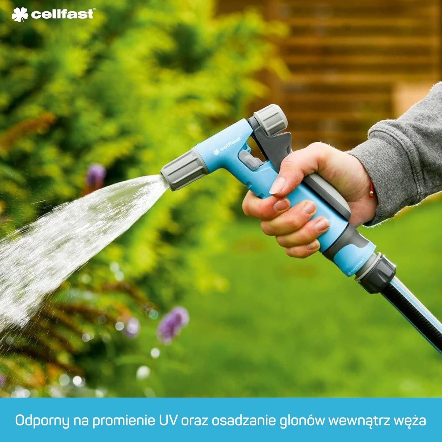 Set tubi da giardino Cellfast Ideal, robusto, flessibile, 4 strati, irrigatore, resistente ai raggi UV e alle alghe, tecnologia Reach, 27 bar, -20/+60° a breve termine, 1/2 pollice, 20 m