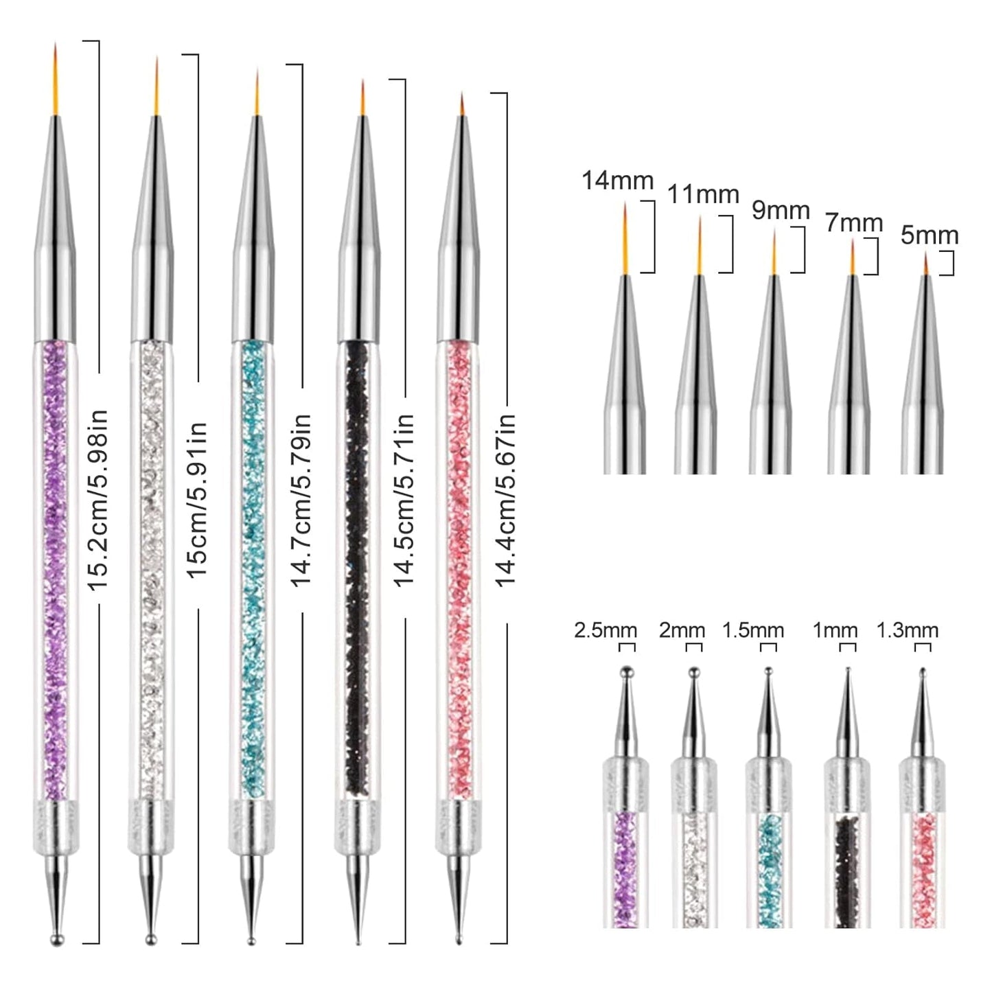 Pinsel per nail art Sularpek, 5 Stück Nageldesign Pinsel, Strumenti per punteggiare Nail Art, Pinsel per nail art, Zum Herstellen Von Nagellack, Punktieren, Feinmalerei, DIY