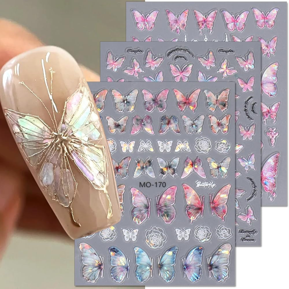 Adesivi per unghie farfalla in rilievo 5D farfalle autoadesive adesivi per decorazione unghie adesivi per nail art aurora farfalla accessori per unghie design adesivi per unghie farfalla adesivi per nail art