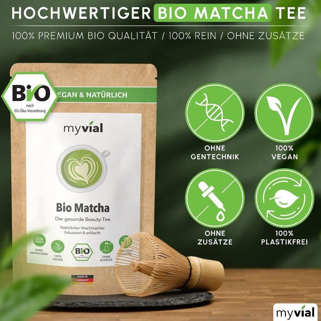 Tè Matcha biologico in polvere premium 100g Tè verde di altissima qualità dal Giappone Kagoshima - Perfetto per frullati Matcha Latte Tè verde giapponese Vegano senza additivi Confezione senza plastica