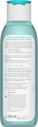 Lavera Care Basis Sensitiv 2 in 1, Shampoo e gel doccia con aloe vera biologica e cheratina vegetale, 250 ml Doccia e bagno Naty Shop