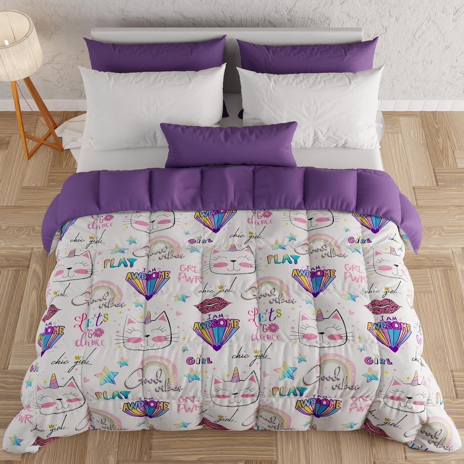 PETTI Artigiani Italiani - Trapunta invernale, Trapunta invernale, Doubleface, Stampa monocolore e digitale, Microfibra anallergica 100%, Trapunte e piumini Made in Italy Naty Shop