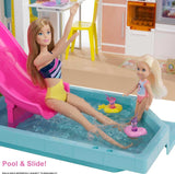 Barbie Dream House (114 cm), casa delle bambole a 3 piani, piscina, scivolo, ascensore per sedie a rotelle, 75 accessori, bambole, adatta come regalo per bambini dai 3 anni in su, GRG93