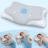Cloudétoile Cuscino per il collo Cuscino in memory foam - Cuscino ortopedico ergonomico 2 in 1 Cuscino in schiuma viscoelastica Cuscino per supporto collo per chi dorme sul fianco Cuscino in memory foam regolabile in altezza Bianco 64X38X12 cm Cuscini ortopedici cervicali Naty Shop Grigio 65X39X12 cm