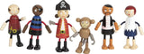 Bambole pirata in legno flessibili Small Foot, 5 pirati e 1 scimmia, dettagliate e flessibili, dai 3 anni in su, 12412