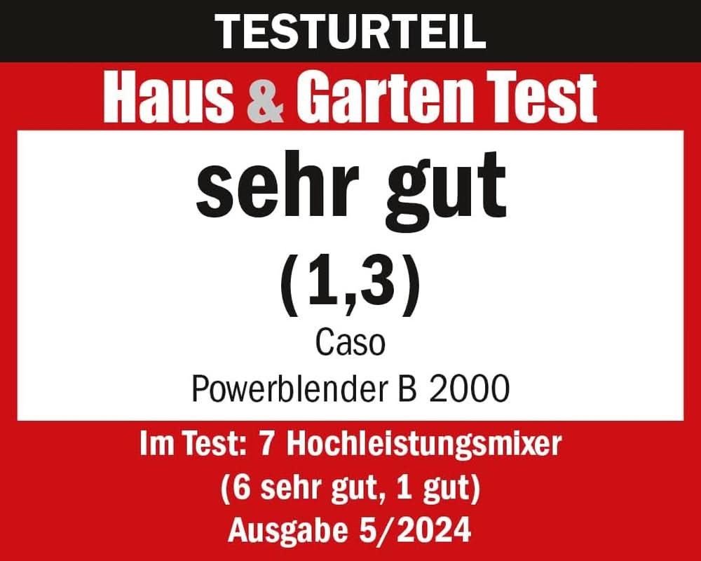 CASO Powerblender B 2000 - Robot da cucina professionale, 30.000 giri/min, 2000 Watt, miscelatore Tritan-Mix (2 L), Bpa-Frei, Pulse-, Shake-, Smoothie-Funktion, 8-Fach Messer-System Mit Titanbeschichtung Kitchen Naty Shop