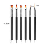 6 Stück Doppel-Ende Nagel Pinsel, Nageldesign Pinsel, Doppel-Ende Nail Art Pinsel Kit Professionale Maniküre Werkzeuge Kit（Nero）