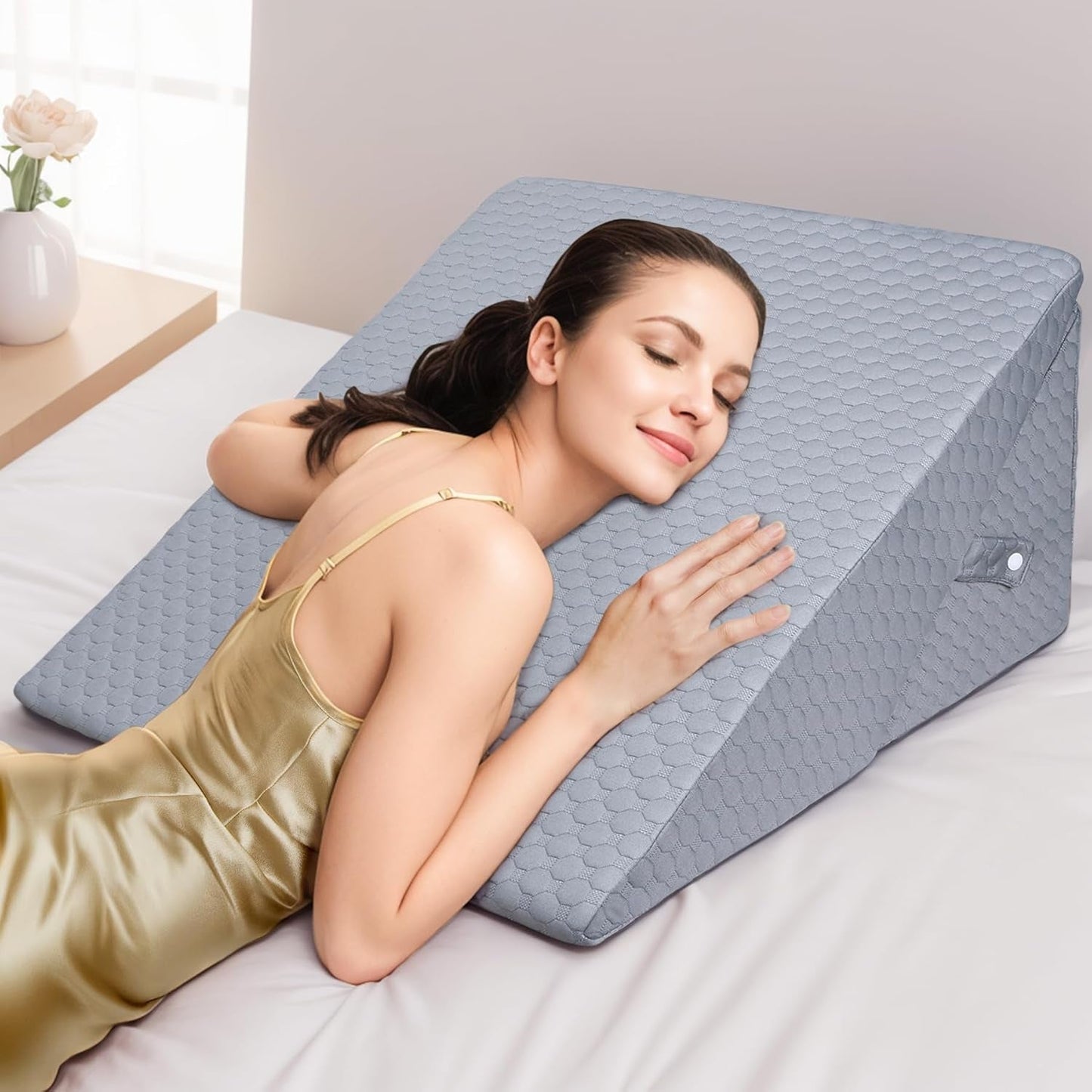 Cuscino a cuneo regolabile per bambini, cuscino da lettura in schiuma ad alta densità per letto e divano, cuscino ergonomico per la testa del letto a cuneo per apnea da reflusso notturno, cuscino per le gambe/cuscino per la schiena per il gioco e la lettura (Verde)