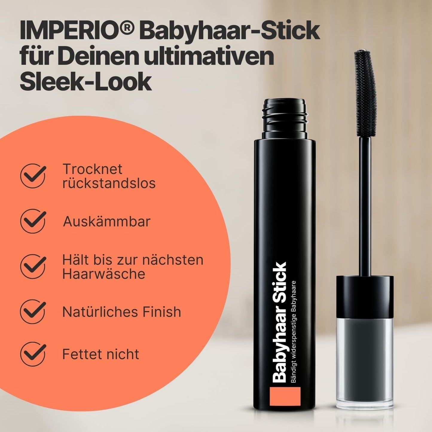 IMPERIO Hair Finishing Stick per capelli di bambini - Mascara premium per capelli di bambini per domare i capelli fini e spezzati - Tintura per capelli trasparente 12ml Naty Shop