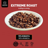 KING'S COFFEE - EXTREME ROAST - Espresso Intenso in grani - bassissima acidità - tostatura in piccoli lotti dall'Italia - caffè in grani per macchine completamente automatiche e macchine portafiltro - 1 kg
