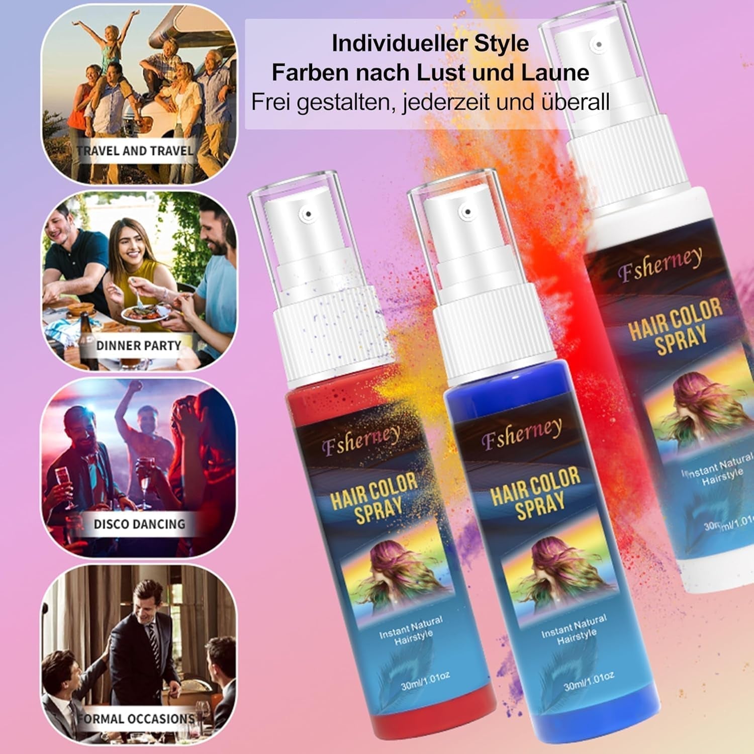Tintura Per Capelli - Spray Colorante Per Capelli Verde Temporaneo Da 30 ml, Tintura Per Capelli Naturale Spray Colorante Per Capelli Temporaneo, Tintura Per Capelli Lavabile Per Feste Cosplay Halloween (Verde) Naty Shop Tinture Per Capelli