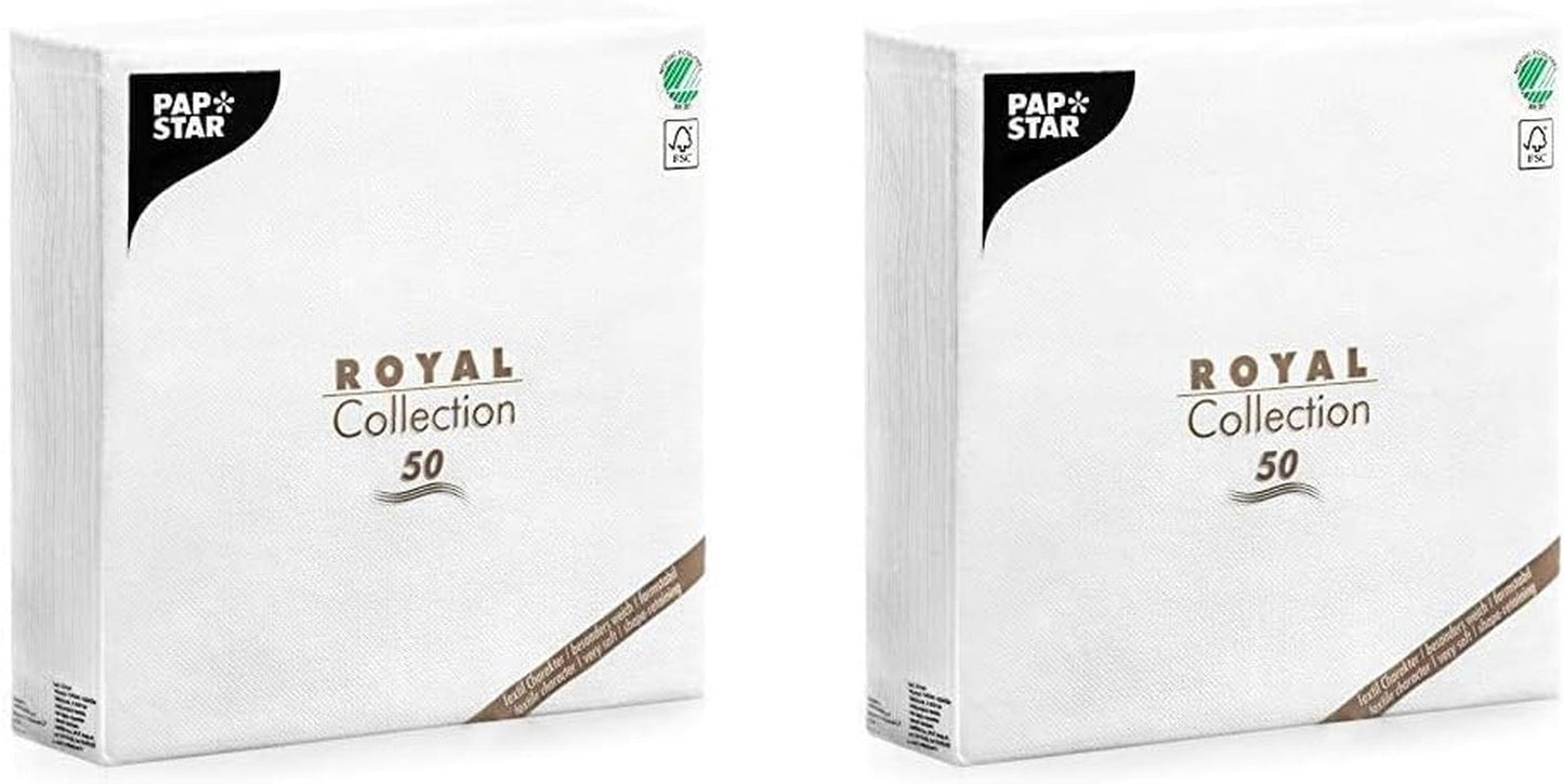 Papstar, 50 tovaglioli "ROYAL Collection" 1/4 pieghe 48 Cm X 48 Cm Bianco, #11577
