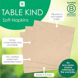 Tavolo gentile | Confezione sfusa da 100 tovaglioli morbidi in carta riciclata Tovaglioli usa e getta marroni per feste adatti per l'uso quotidiano Ecologici Kraft non sbiancati compostabili Made in EU 2 veli 33 cm