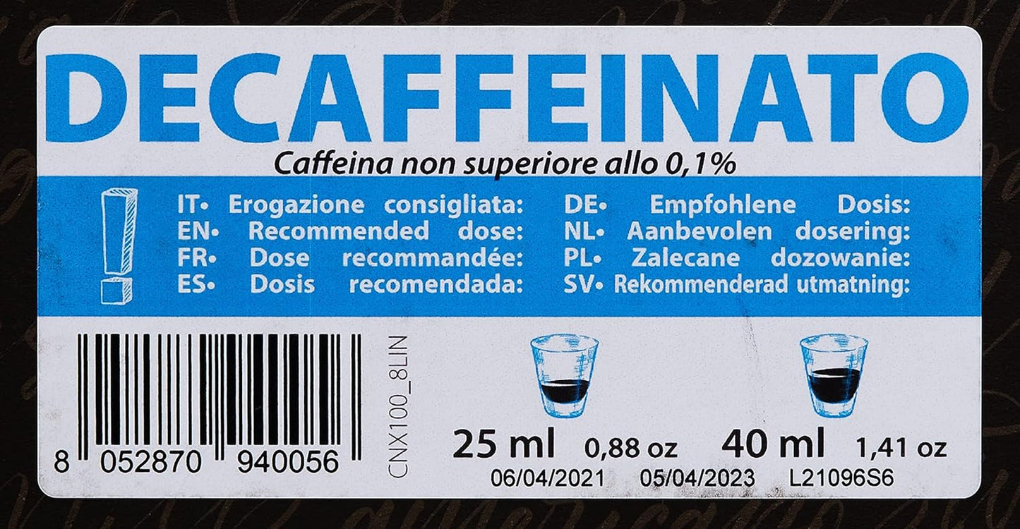 Capsule Caffè Decaffeinato Compatibili Nespresso 5,6g x 100 capsule