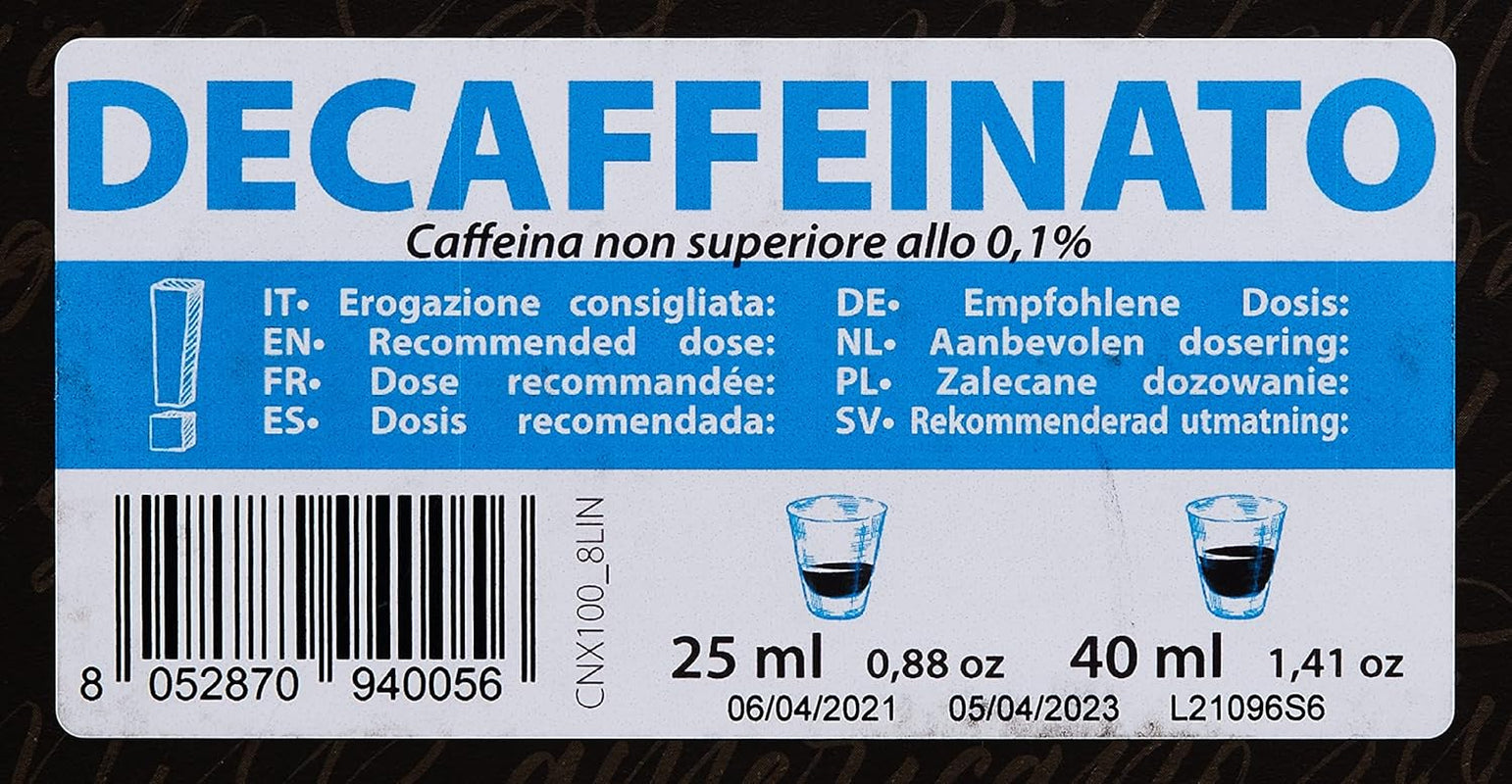 Capsule Caffè Decaffeinato Compatibili Nespresso 5,6g x 100 capsule