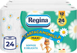Regina Cartacamomilla - Carta Igienica 8 Rotoli, 300 Soffici Fogli, 3 Veli, Morbida e Resistente, Confezione in Carta Riciclabile
