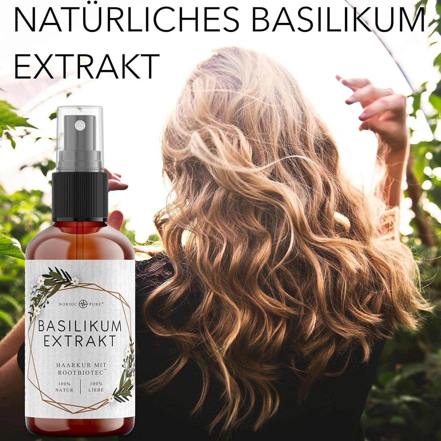 Trattamento per capelli con estratto di basilico di Nordic Pure | Per la cura dei capelli sottili, secchi e fragili | Può prevenire la caduta dei capelli 100ml Naty Shop cura dei capelli