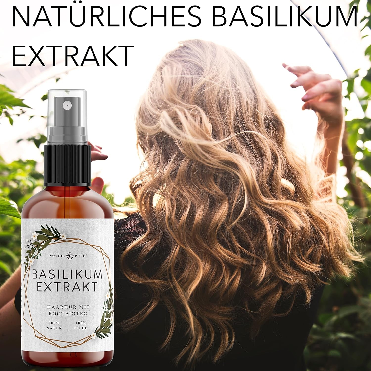 Trattamento per capelli con estratto di basilico di Nordic Pure | Per la cura dei capelli sottili, secchi e fragili | Può prevenire la caduta dei capelli 100ml Naty Shop cura dei capelli