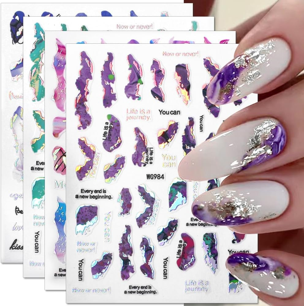 Adesivi per unghie in marmo 6 colori adesivi autoadesivi argento bronzer adesivi per unghie in marmo sbocciato Adesivi per unghie in marmo 3D accessori di design adesivi per nail art set di adesivi per unghie lamina per unghie