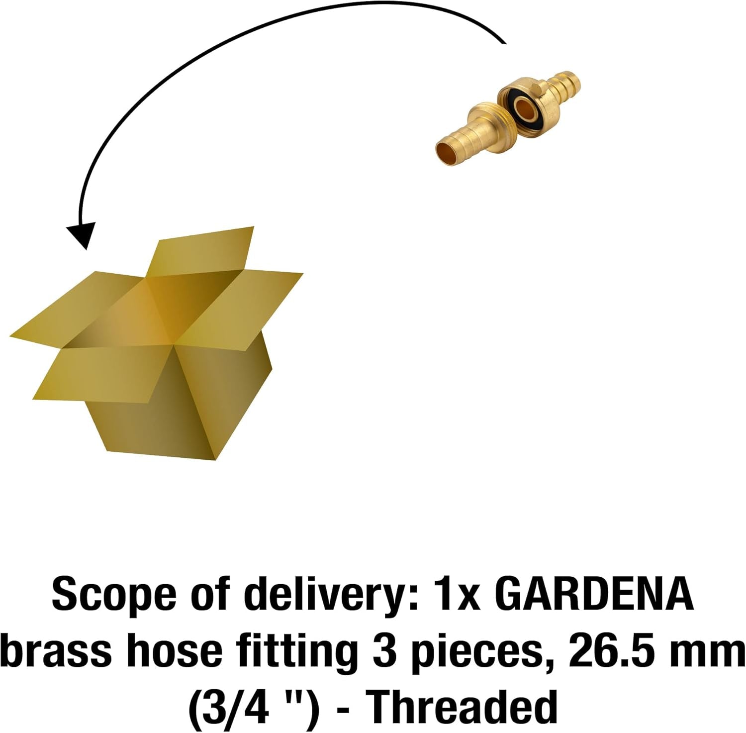 Gardena Raccordo per tubo in ottone, 3 pezzi: raccordo di prolunga per tubo, filettatura 26,5 mm (G 3/4 pollici), per tubi da 13 mm (1/2 pollici) (7151-20)