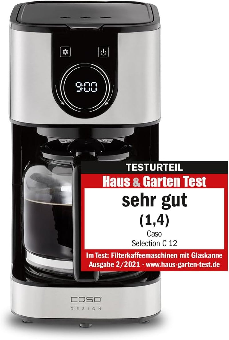Caffettiera CASO Selection C 10 Thermo Design – Corpo in acciaio inox, caraffa isotermica da 1,2 l (10 tazze), comandi touch e timer, funzione Aroma PLUS, filtro permanente, filtro antigoccia