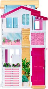 Barbie House Dream Villa Casa a schiera a 3 piani e 5 stanze con accessori come mobili, pieghevole e portaoggetti, giocattoli a partire da 3 anni, DLY32 Naty Shop Case delle bambole