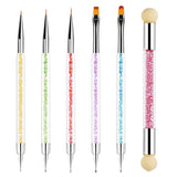 Sularpek 6 Pezzi Pinsel per Nail Art, Pinsel per Nail Art, Set di Pinsel per Nail Art, Set di Pinsel per Nail Art, Strumenti per punteggiare Nail Art con 1 applicatore a pennello in spugna, Accessori per Nail Art per design fai da te per Nail Art