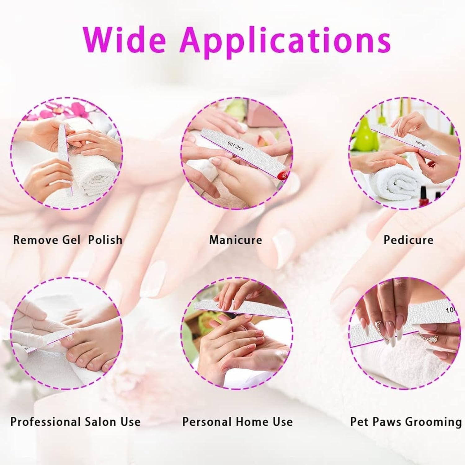 Set di lime per unghie 100/180, lime per unghie in gel, set di lime per unghie, lima per unghie, lima per unghie in gel, per unghie in gel, manicure pedicure, animali domestici (5 pezzi, 5 stili)