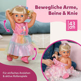 BABY nata Carla - bambola da 43 cm - capelli biondi con ciocche di alta qualità - non sono necessarie batterie - adatta per bambini dai 4 anni in su - include 7 accessori, rosa
