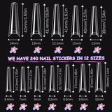 Unghie Finte Extra Lunghe Trasparenti 240 Pezzi Unghie Finte Mezza Copertura Unghie Finte Quadrate Dritte Estensioni per Unghie Alla Francese per Saloni di Nail e Nail Art Fai da Te