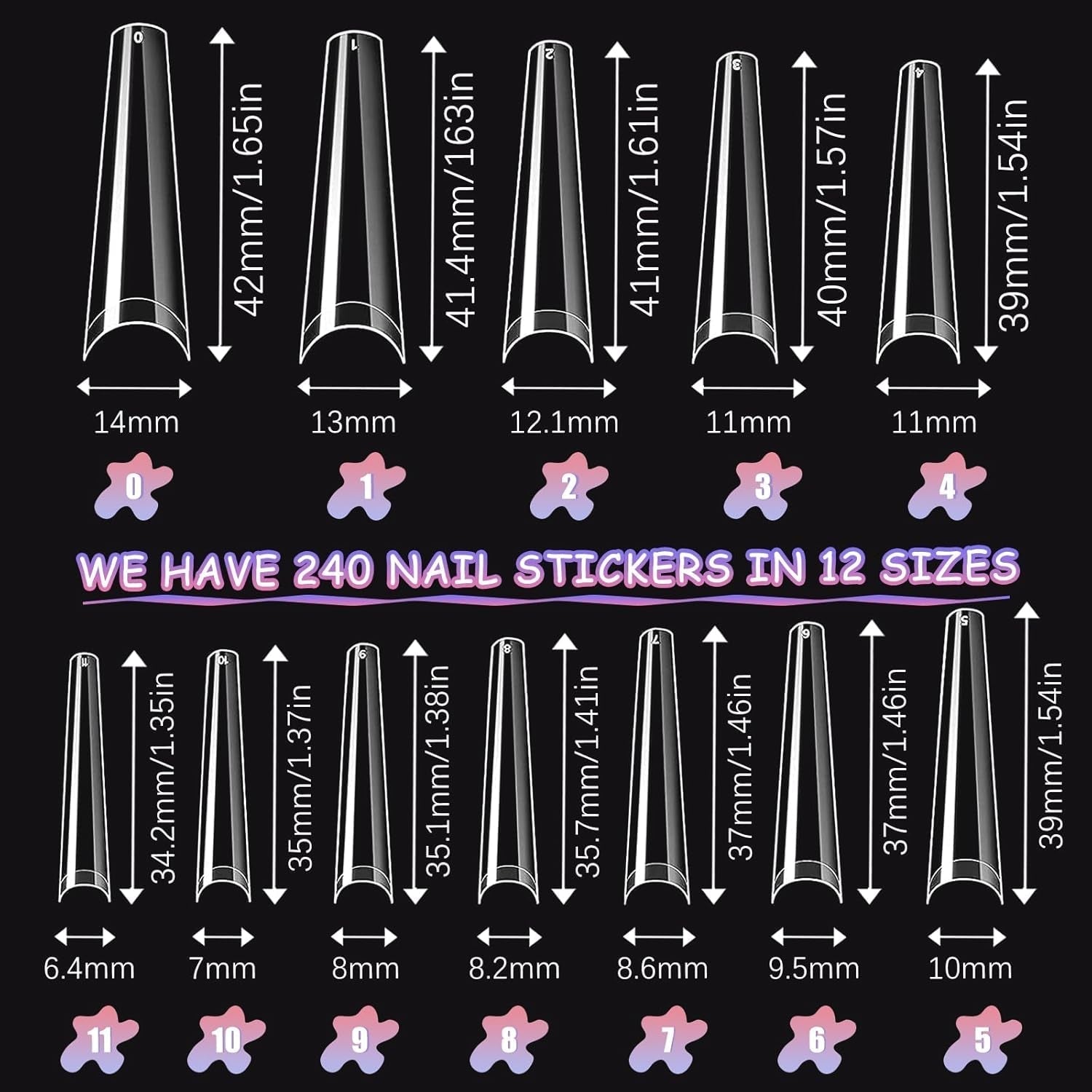 Unghie Finte Extra Lunghe Trasparenti 240 Pezzi Unghie Finte Mezza Copertura Unghie Finte Quadrate Dritte Estensioni per Unghie Alla Francese per Saloni di Nail e Nail Art Fai da Te