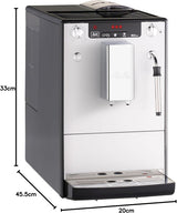 Melitta Solo & Milk - macchina da caffè slim completamente automatica con montalatte, macchina da caffè con serbatoio dell'acqua rimovibile, ad es. caffè o cappuccino, argento