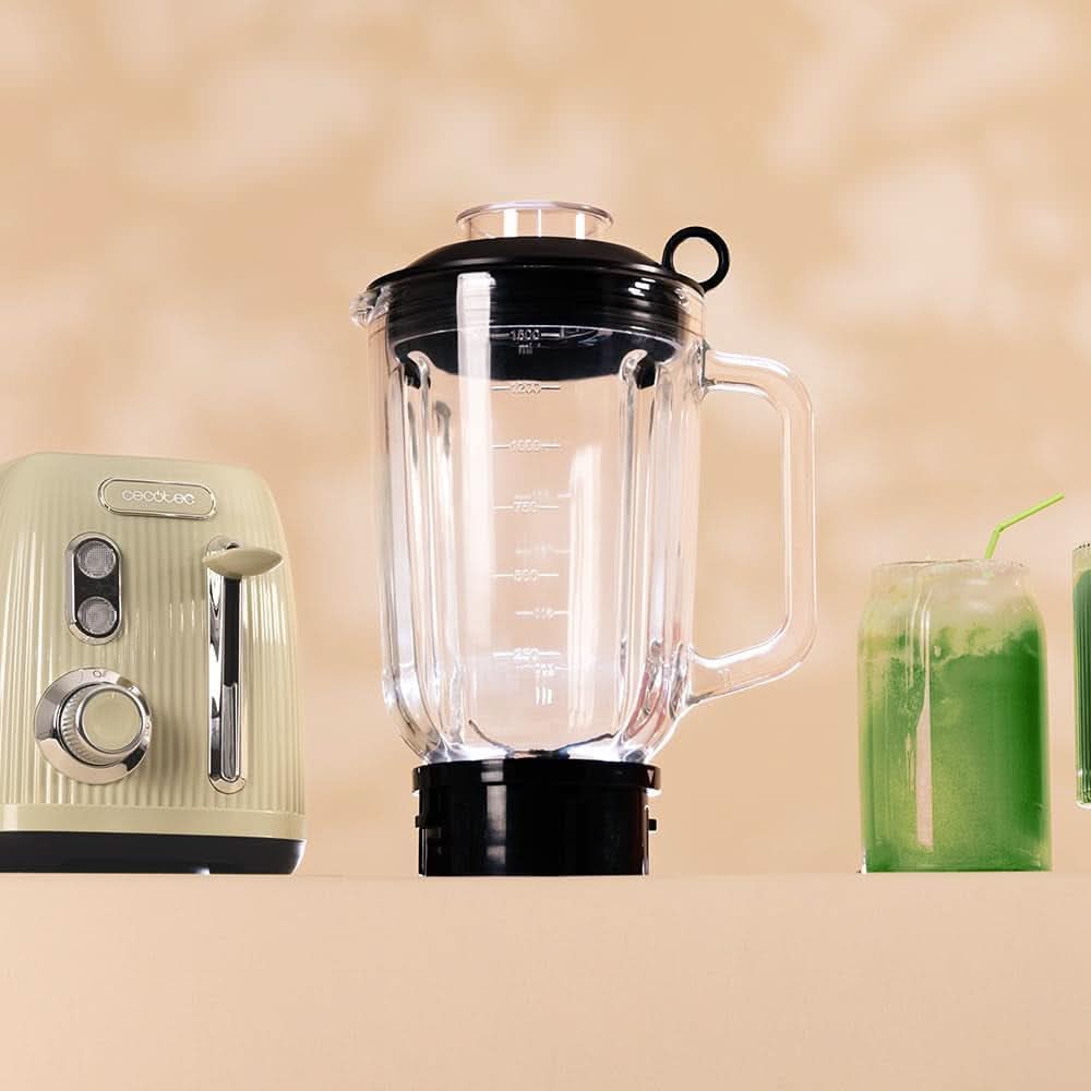 Robot da cucina Cecotec Retro Power Nero Titanio Retrogreen. 1200W Maximale Leistung, 2 Geschwindigkeiten, 4-Klingen-Messer Mit Schwarzer Titanbeschichtung und 1.5L Krug, Vintage-Design in Grün Kitchen Naty Shop