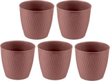 Set di 5 vasi marroni, diametro 16 cm - Vasi in plastica robusti - Fioriera decorativa con opzione di drenaggio - Vaso elegante per interni ed esterni