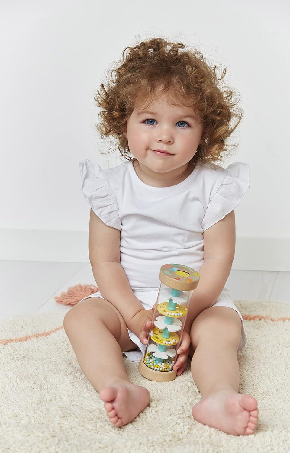 Janod - Rainmaker in legno - Collezione Pure - Giocattolo per neonati e bambini piccoli - Sviluppo delle capacità motorie fini Stimolazione visiva e acustica - Colore a base d'acqua - Dai 6 mesi, J05193 Baby Toys Naty Shop