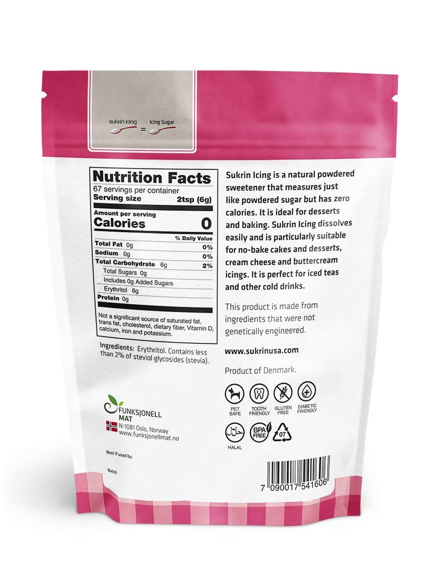 Sukrin Melis Zuckerersatz, Die Natürliche Alternative Zu Puderzucker Ohne Kalorien, 1Er Pack (1 X 400 G) Dolcificanti Naty Shop