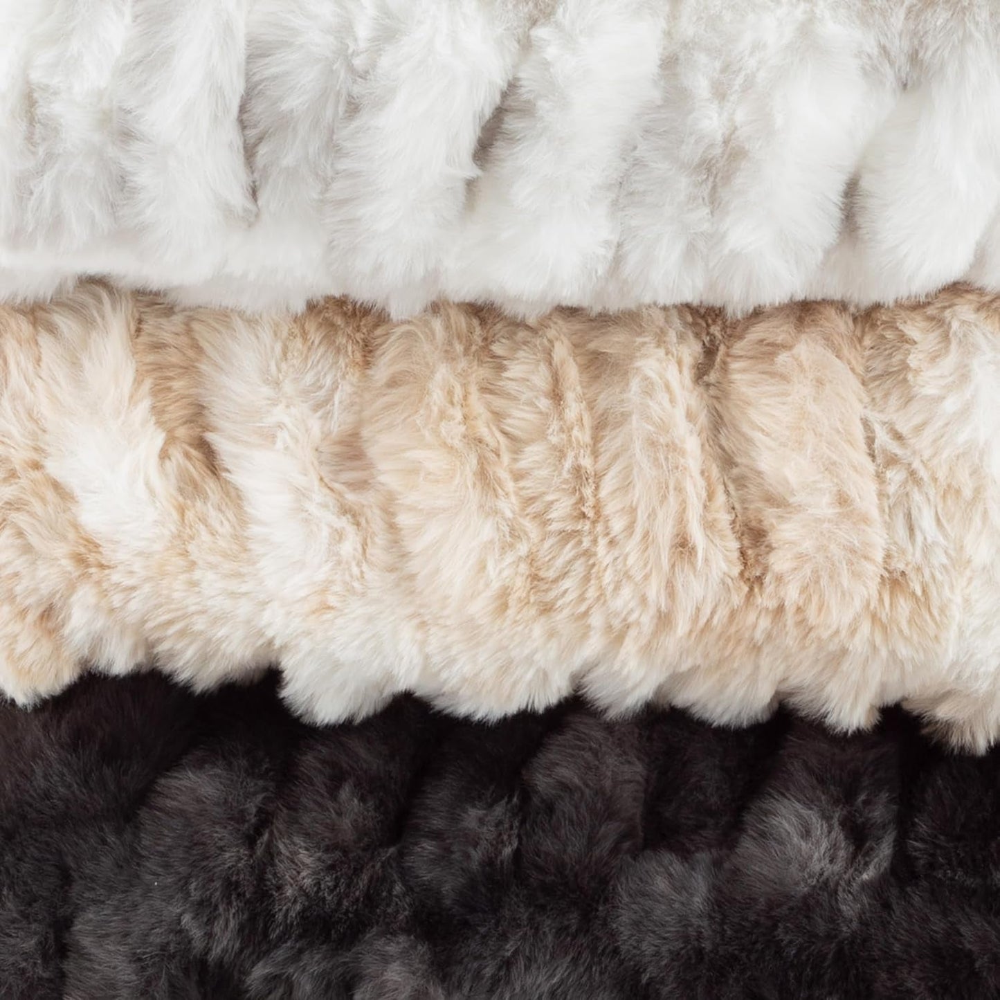 Lavish Home Coperta Gerüschte Oversize in Pelliccia Sintetica, 152,4 X 203,2 Cm, Pelliccia Sintetica Jacquard, Copriletto Queen Size per Letti e Divani, Letti e Coperte Grigie Lavish Home