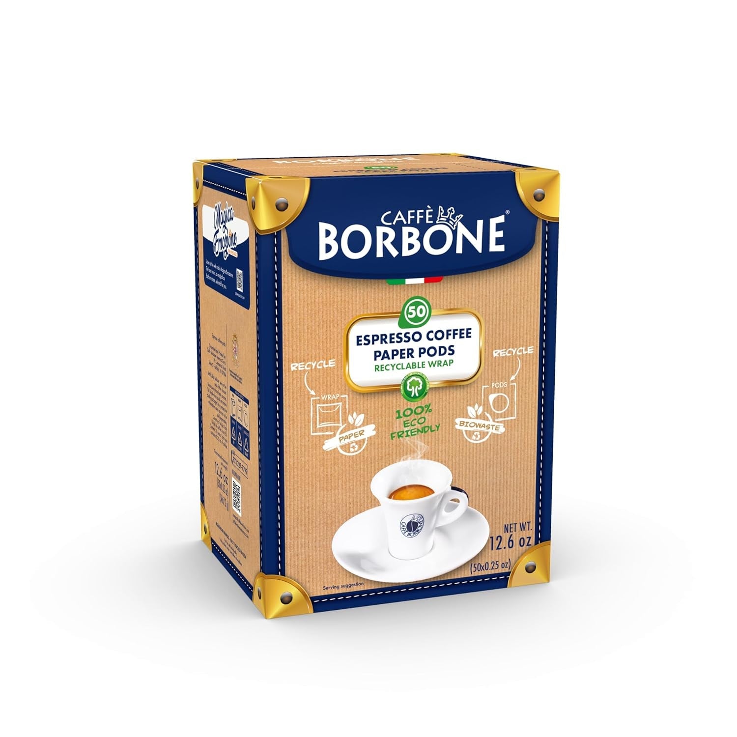 Caffè Borbone Tamponi Compostabili, Blu Kaffeemischung - 50 Tamponi - Compatibili con Sistema ESE Tamponi Carta 44 mm