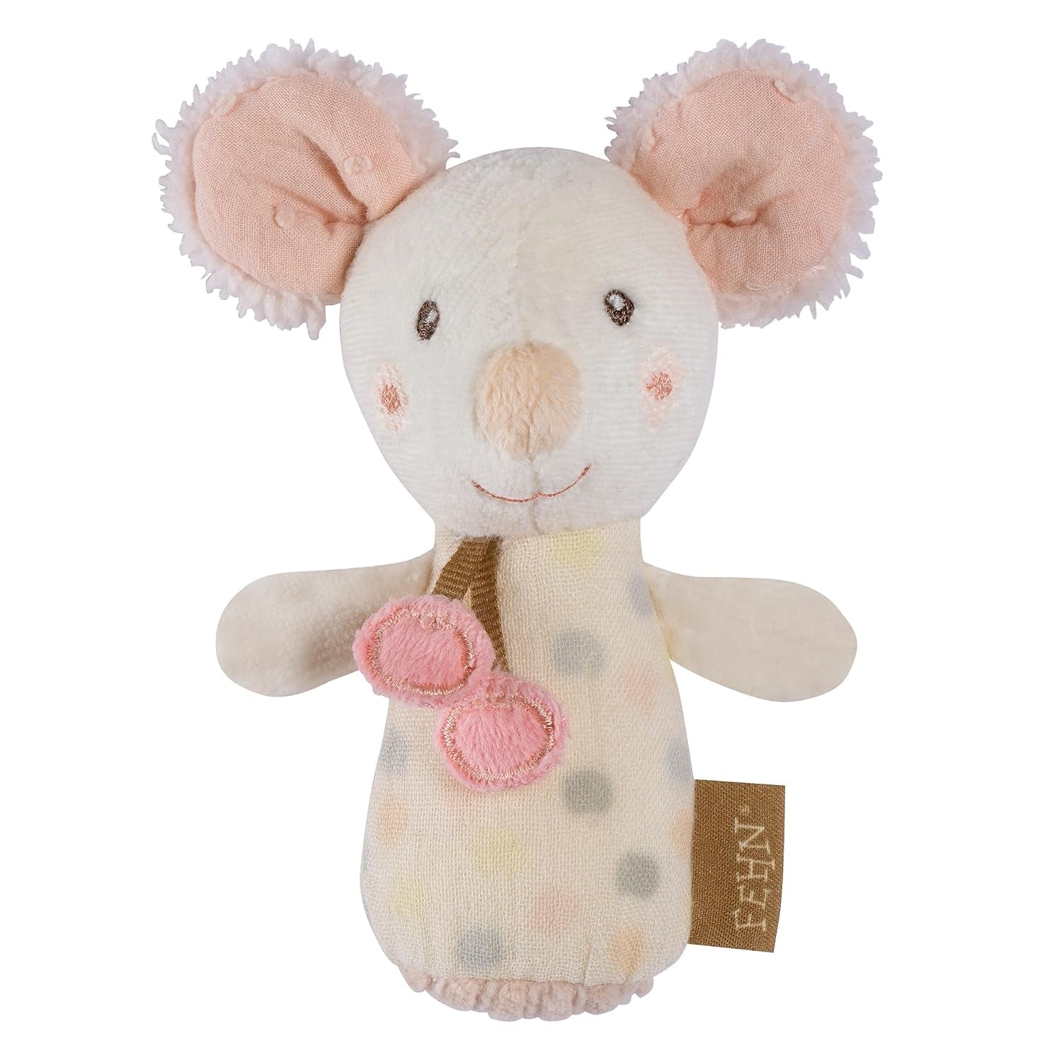 Mini lontra a sonagli Fehn - mini giocattolo da afferrare per scuotere, palpare e giocare con un animale di stoffa morbido e coccoloso - un compagno fedele per neonati e bambini dai 0 mesi in su Baby Toys Naty Shop Mouse